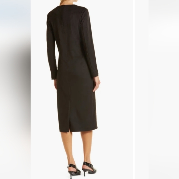 Donna Karan Black Label Velvety Long Sleeve Sheath Dress, twist front, back zip - Picture 2 of 6